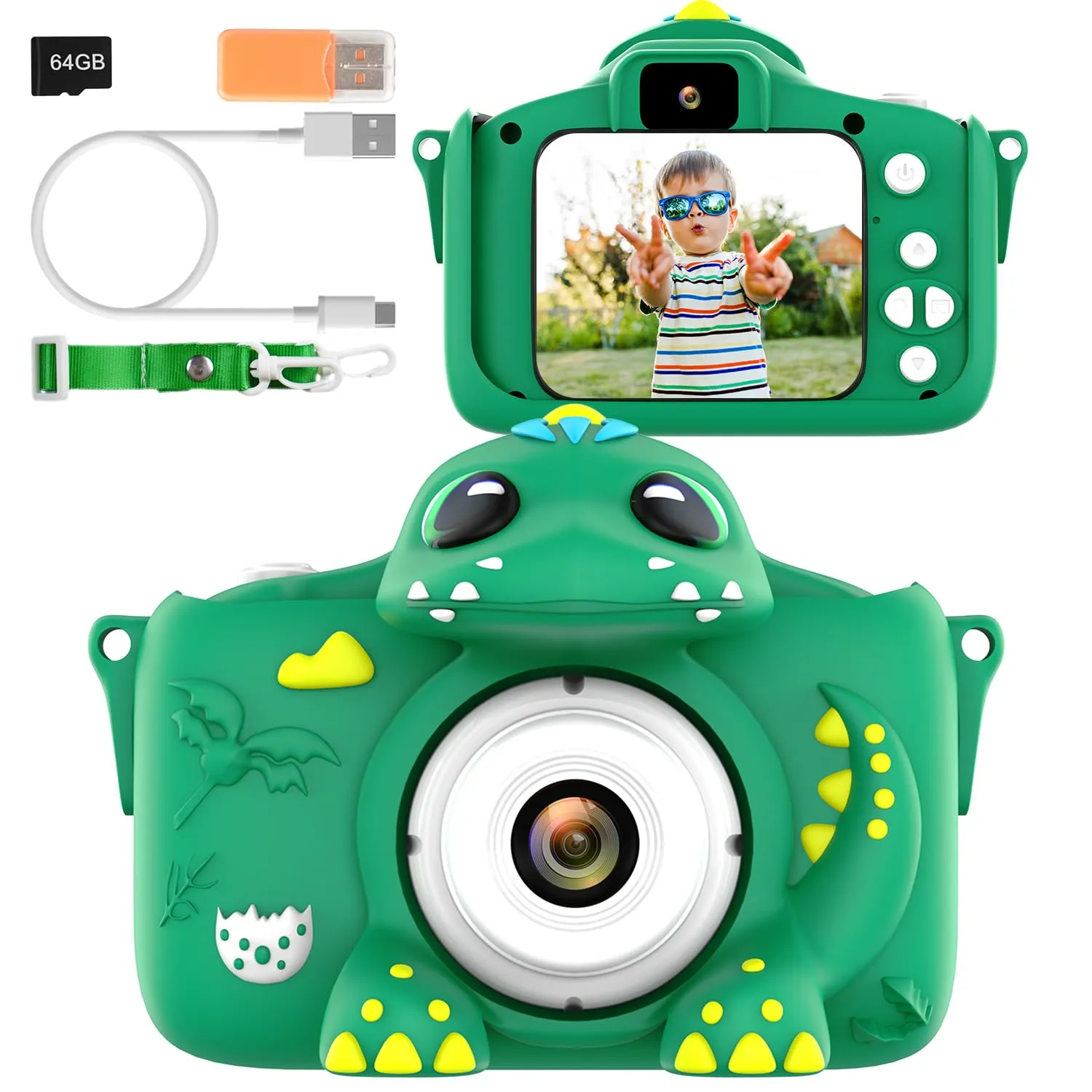 Kids Camera for Girls Boys Toddlers Childrens Age 3-8 Digital Selfie with 64G...