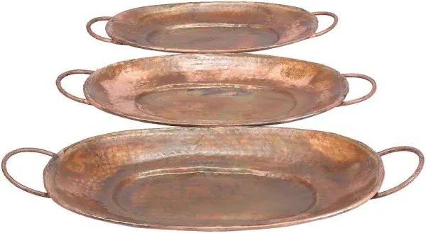 Deco 79 Rustic Metal Tray, 27"x24"x22", Copper