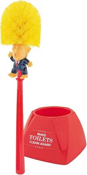 Fairly Odd Novelties Donald Trump Toilet Bowl Brush W/Holder - Makes Perfect Whi