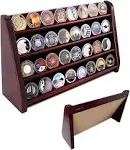 Military Coin Holder Stand 4 Row Solid Wood Display Cabinet