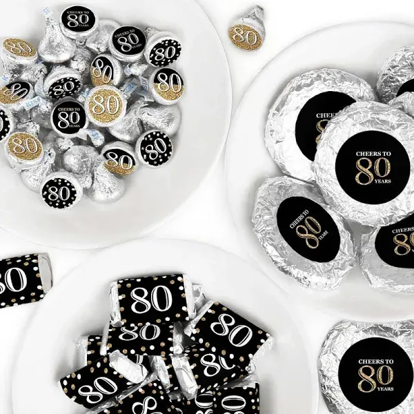 Big Dot of Happiness Adult 80th Birthday Candy Bar Wrappers