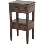 Traditional Wooden 2-Drawer Brown Side Table, Brown