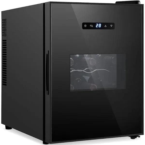 NutriChef PKCWC128 Chilling Refrigerator Cellar-Single-Zone Wine Cooler/Chiller, Digital Touch Button Control with Air Tight Seal, Contains Placement for Standing (12 Bottle Storage Capacity), Black