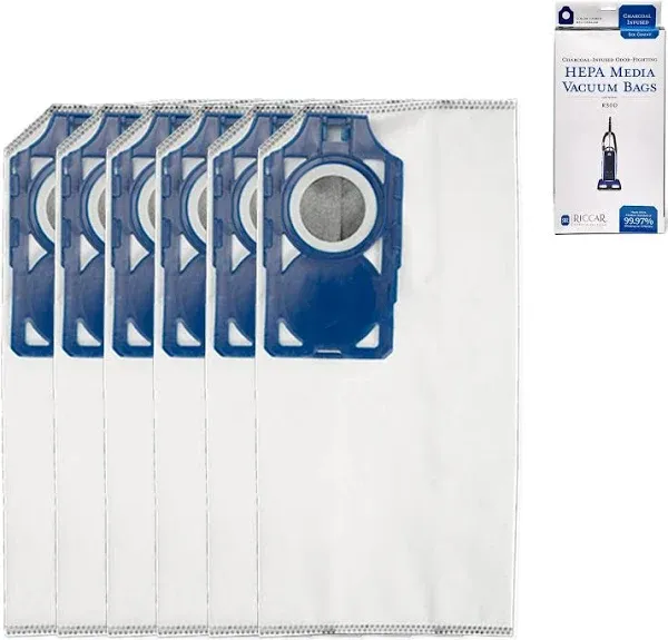 Riccar R30D HEPA Filter Vacuum Cleaner Bags, Charcoal-Infused Tandem Air Blue, Six Bags Included, RNHC-6