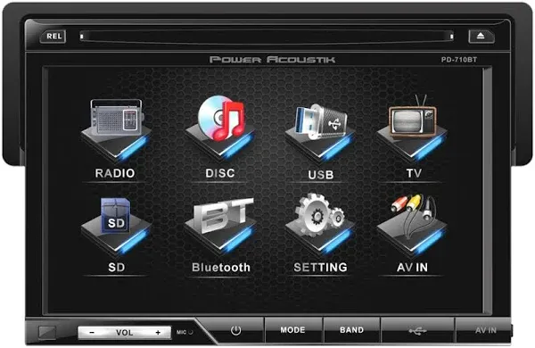 Power Acoustik PD-710B 1-DIN DVD Receiver 7" LCD Touchscreen