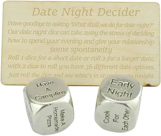 Date Night Dice 2 Metal Dice Gives 36 Possible Date Nights - Great Fun Date N...