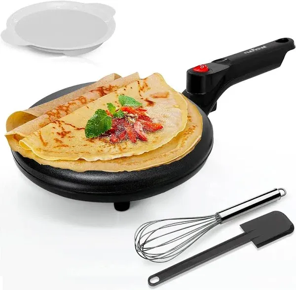 Electric Crepe Maker | 8-Inch Nonstick Cooktop with On/Off Switch | Cooks Roti,