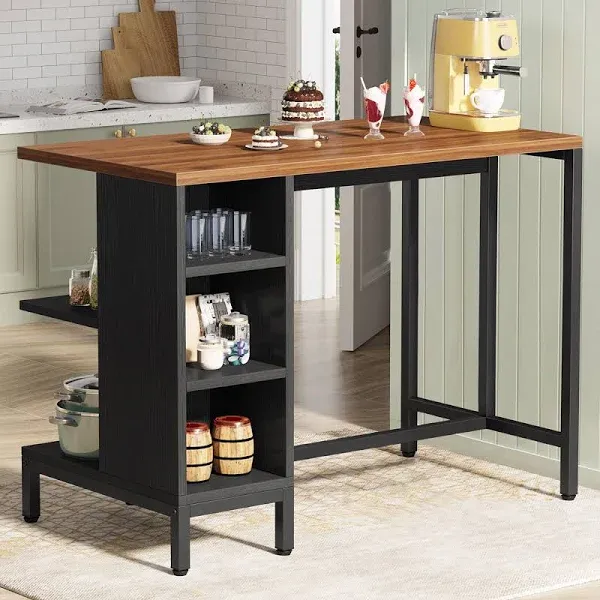 Tribesigns Kitchen Island, Kitchen Shelf Kitchen Bar Table with 5 Open Storag...