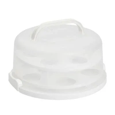 Juvale 2-In-1 Round Cake Carrier with Lid and Handle for 10-Inch Cakes, 2 Pies, 14 Cupcakes (12 x 5.9 In)