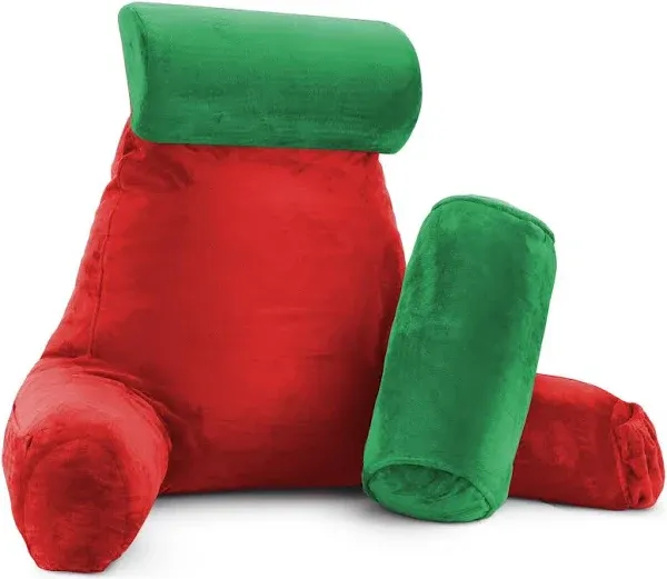 Premium Large Reading Pillow with Arms – Ultimate Back Support in Holiday Colors