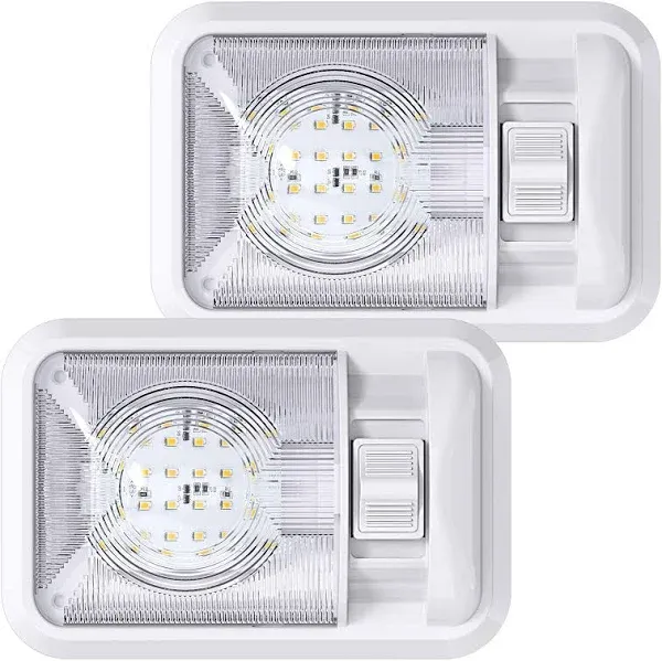 Leisure LED RV Exterior Porch Utility Light - 12v 280 Lumen Lighting Fixture. Replacement Lighting for RVs, Trailers, Campers, 5th Wheels. White Base, Clear and Amber Lens Included (White, 1-Pack)