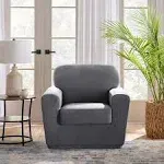 Cedar Stretch Texture Two Piece Chair Slipcover | Form Fit | Machine Washable