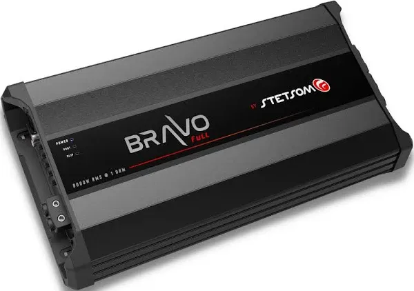 Stetsom Bravo BASS 8000 1 Ohm Mono Subwoofer Car Audio Amplifier, 8000.1 8K Watts RMS, 1Ω Stable, Sound Quality, 8000x1, Crossover & Bass Boost 8000W Sub Amp, Smart Coolers