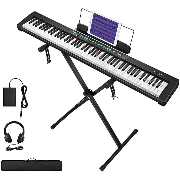 Portable 88-Key Digital Piano with Stand &amp; Headphones - Perfect for Beginners