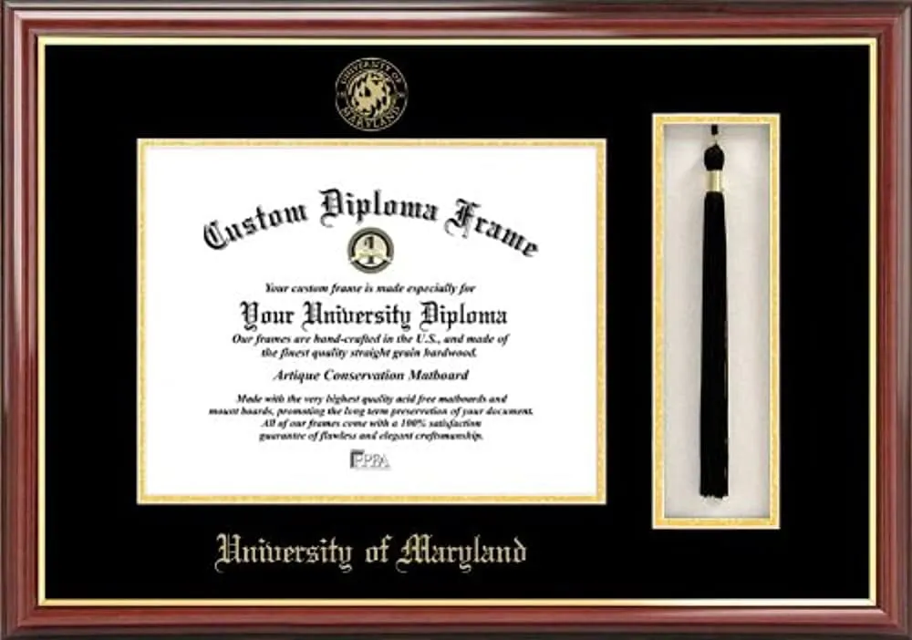 Campus Images MD998PMHGT University of Maryland Tassel Box and Diploma Frame, 13" x 17"