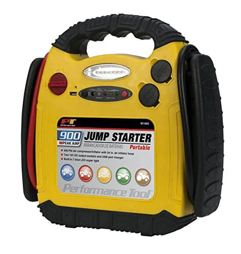 Performance Tool W1665 900 Amp Jump Starter, Inflator, Portable Power Unit