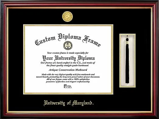 Campus Images MD998PMHGT University of Maryland Tassel Box and Diploma Frame, 13" x 17"