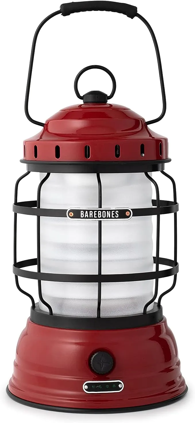 Barebones Bronze Forest Lantern - Vintage and Rechargeable Battery Operated Lights - Adjustable Brightness Camping Lantern