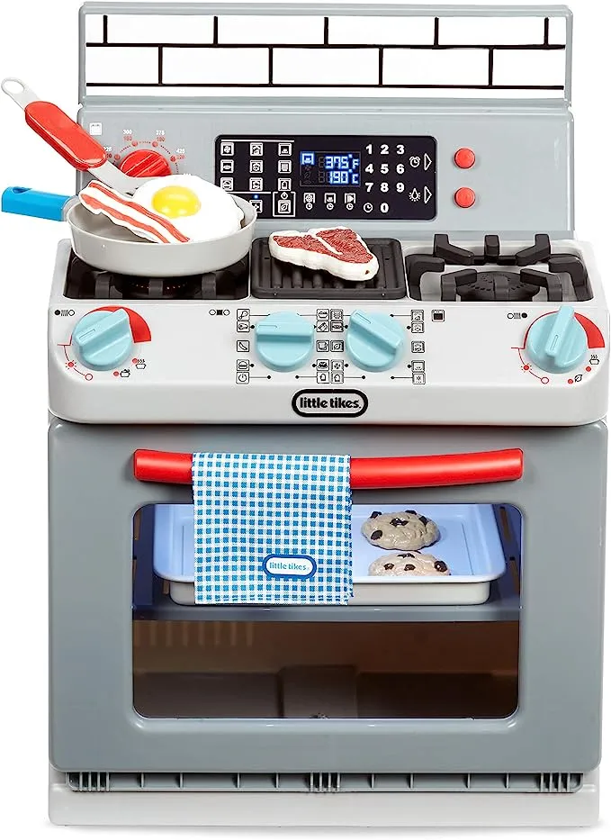 Little Tikes First Oven Realistic Pretend Play Appliance for Kids, Play Kitchen with 11 Accessories and Realistic Cooking Sounds, Unique Toy Multi-Color, Ages 2+