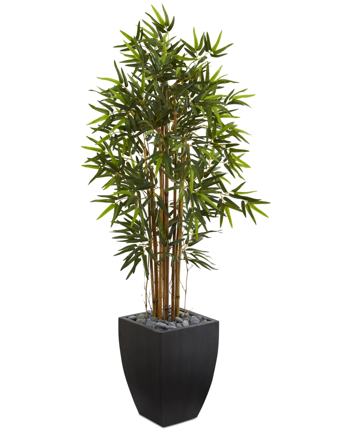 Nearly Natural 5ft. Bamboo Artificial Tree in Black Wash Planter