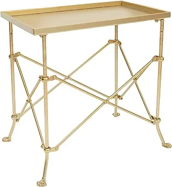 Hello Honey 20" Gold Tray-Style Rectangle Metal Accent Table