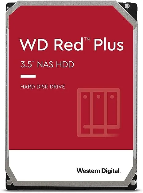 Western Digital 10TB WD Red Plus NAS Internal Hard Drive HDD - 7200 RPM, SATA 6 Gb/s, CMR, 256 MB Cache, 3.5" - WD101EFBX