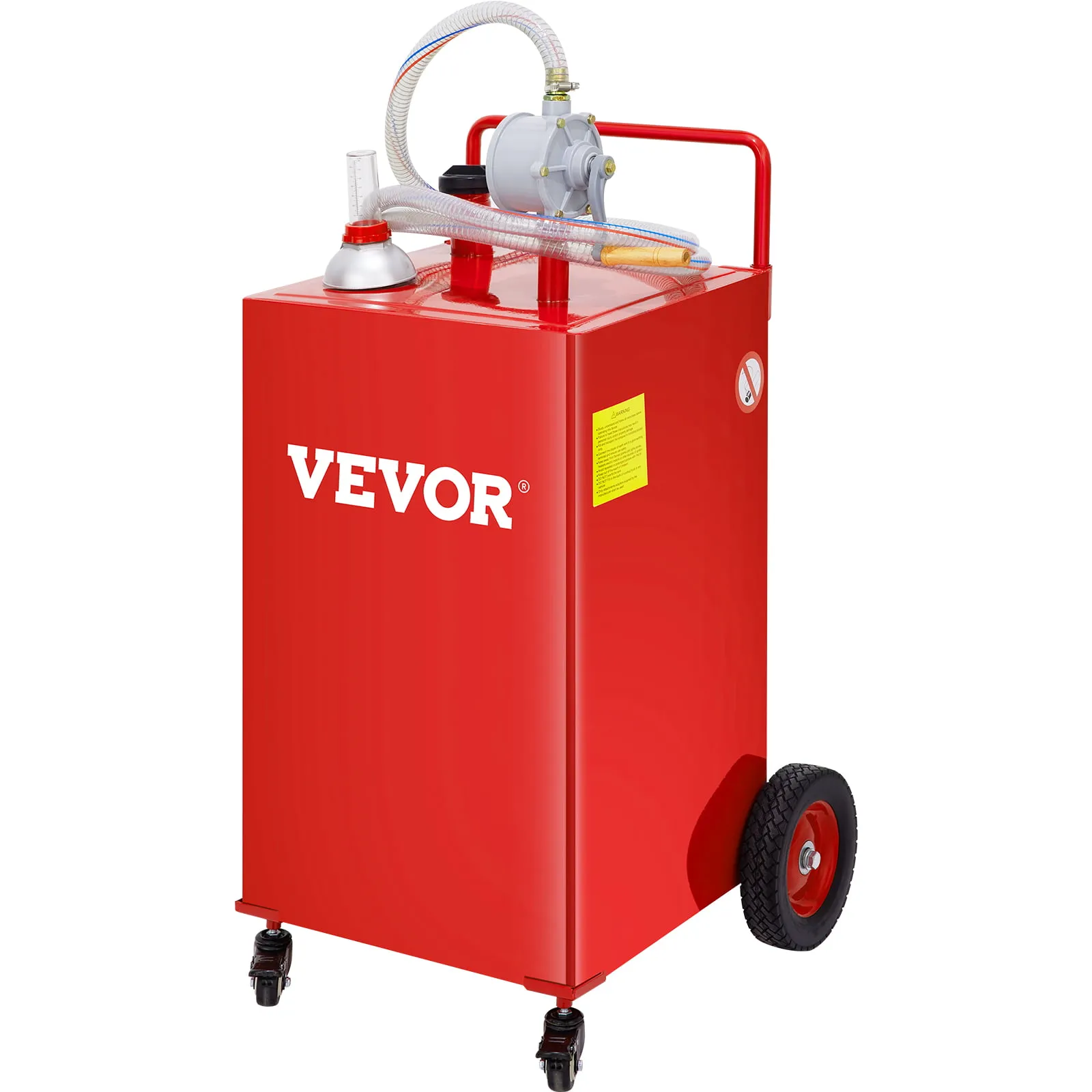 VEVOR 30 Gallon Fuel Caddy, Gas Storage Tank & 4 Wheels, with Manuel Transfer Pump, Gasoline Diesel Fuel Container for Cars, Lawn Mowers, ATVs, Boats, More, Blue