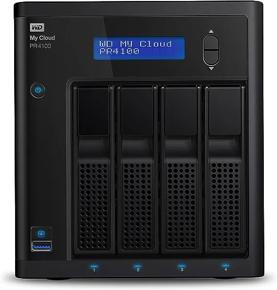 Western Digital 24TB (My Cloud) PR4100, 4-Bay NAS Server (4 x 8TB) (WDBNFA0240KBK-NESN) ...