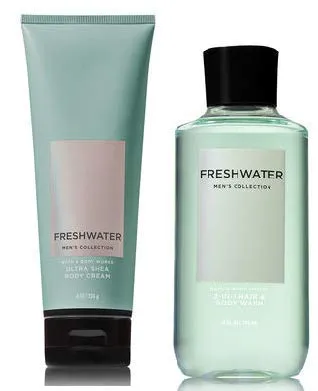 Bath and Body Works Men's Collection Freshwater 2 in 1 Hair and Body Wash and Body Cream