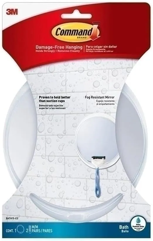 Command Bath Mirror Set, Fog Resistant