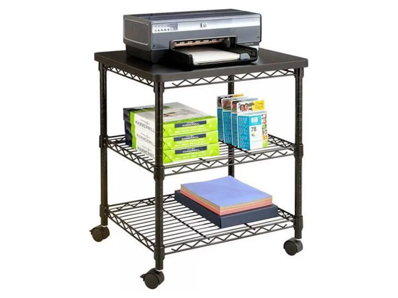 Safco Desk Side Wire Machine Stand Black