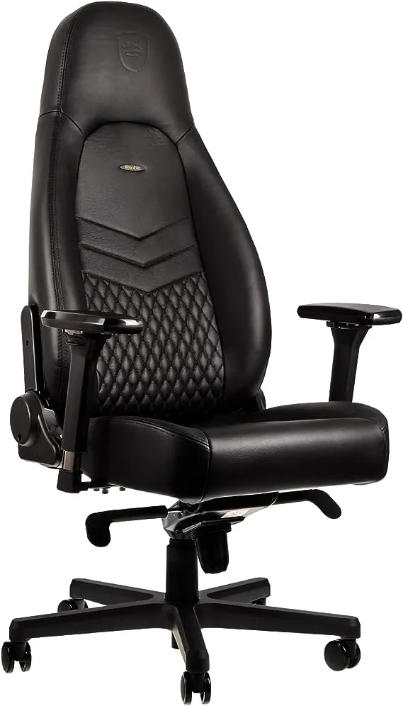 noblechairs ICON Gaming Chair and Office Chair with Lumbar Support, Real Leather, Black