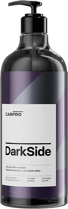 CARPRO Darkside - Tire & Rubber Sealant, Hydrophobic & Self-Cleaning, Satin Black Shine, UV Protection, Revives Dull Faded Rubber, Ready to Use - Liter (34oz)