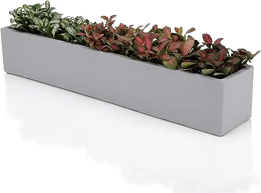 Ten-stone 14.5-Inch Grey Rectangle Concrete Succulent Planter Windowsill Boxes