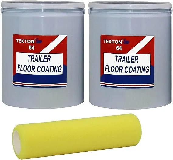 Trailer Floor Coating (Gray, 2 Gallons Includes 1 Foam ROLLER; Protects Trailer Floors, Ramps and Walls; Non Skid Paint