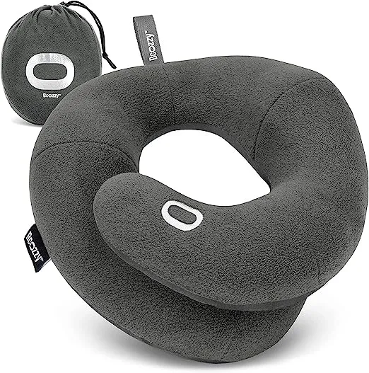 BCOZZY Neck Pillow for Travel Provides Double Support to The Head, Neck, and Chin in Any Sleeping Position on Flights, Car, and at Home, Comfortable Airplane Travel Pillow, Leopard