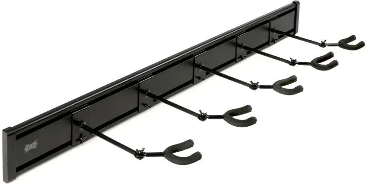 "Levy's Wall Mounted 5-Space Slatwall Guitar Hanger in Black"