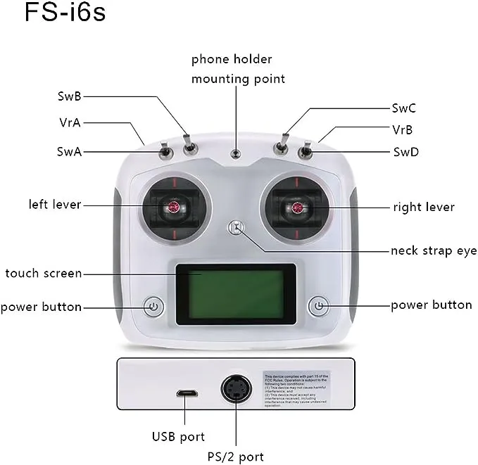 BODAJING Flysky FS-I6S 10ch 2.4G AFHDS 2A RC Transmitter Control w/ FS-iA6B Receiver for RC Drone Quadcopter