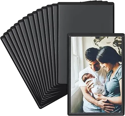 Juvale 15 Pack 4x6 Black Magnetic Picture Frames for Refrigerator with Clear Cover