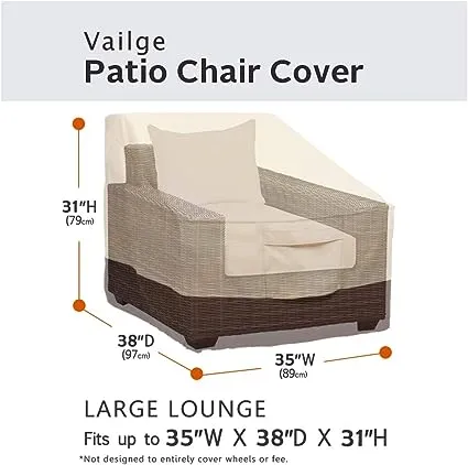 Vailge 2-Seater Heavy Duty Patio Bench Loveseat Cover, 100% Waterproof Outdoor Sofa Cover, Lawn Patio Furniture Covers with Air Vent, Small(Standard), Beige & Brown