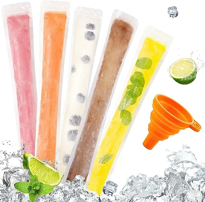 FEBSNOW 160 Disposable Ice Popsicle Mold Bags BPA Free Freezer Tubes With Zip Seals