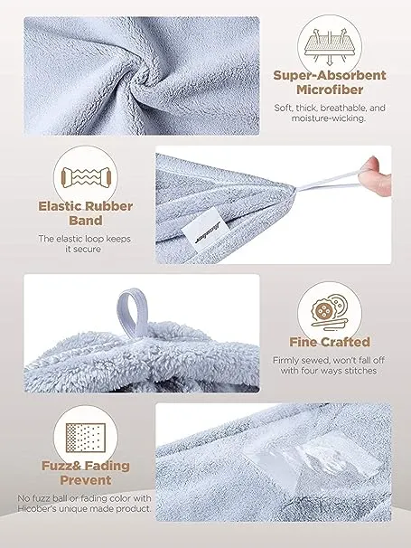 Hicober Microfiber Towel 3 Packs Hair Turbans for Wet Hair