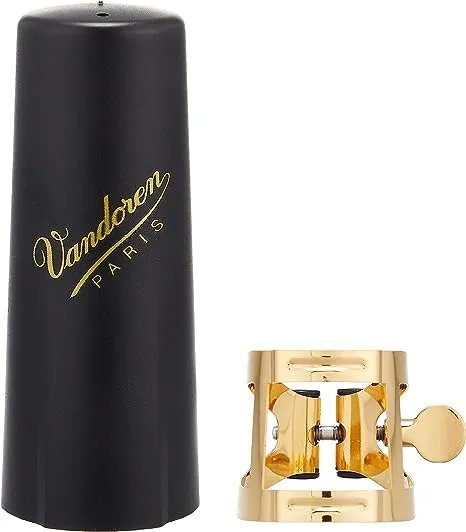 Vandoren LC57DP M/O Ligature and Plastic Cap for Alto Saxophone; Gilded Finish