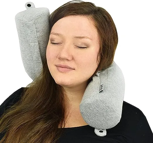 Dot ̈ Twist Memory Foam Travel Pillow for Airplanes - Travel Neck Pillow for Sleeping - Airplane Pillow for Neck Support, Chin, Lumbar and Leg -