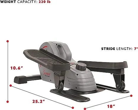 Sunny Health & Fitness Magnetic Underdesk/Standing Portable Elliptical Machine with Optional Handlebars