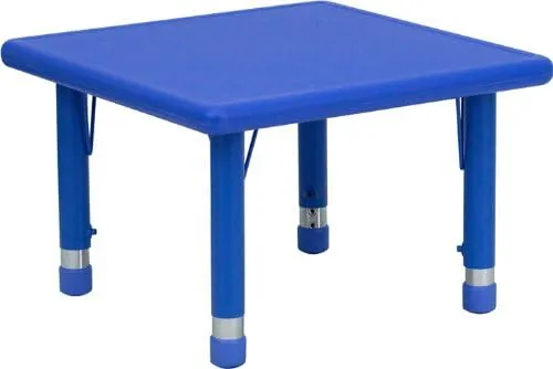 Flash Furniture Wren 24'' Square Blue Plastic Height Adjustable Activity Table