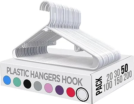 Utopia Home Plastic Hangers 30 Pack - Clothes Hanger with Hooks - Durable & Space Saving Coat Hanger - Heavy Duty Red Hangers for Coats, Skirts, Pants, Dress, Etc.