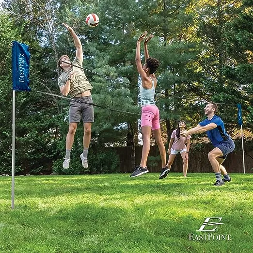 EastPoint Sports Easy-Fit Adjustable Volleyball Net - Fits Yards Adjusts from 10 ft. to 30 ft. Long - Includes All Accessories