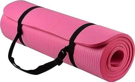 Everyday Essentials 1/2-Inch Extra Thick High Density Anti-Tear Exercise Yoga Mat with Carrying Strap