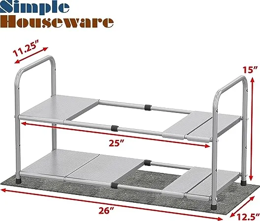 Decobros Under Sink 2 Tier Expandable Shelf Organizer Silver